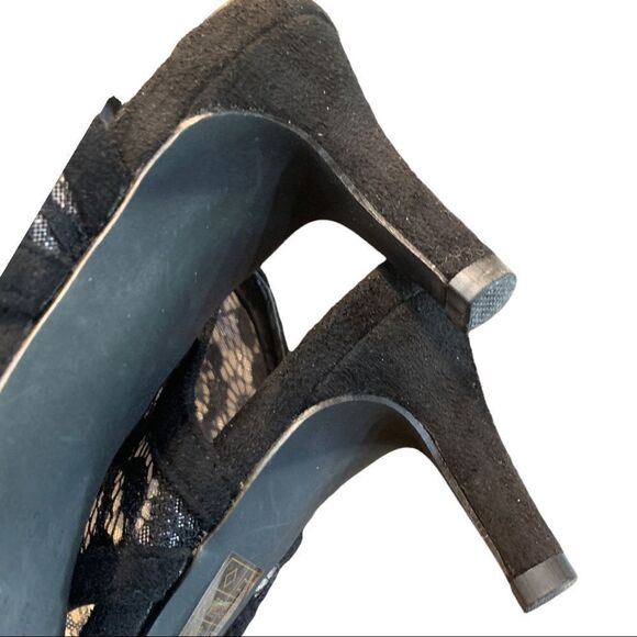 Black Lace Collar Sandal Heels by Midnight Velvet cute dressy women’s Sz 8.5 - Picture 9 of 10